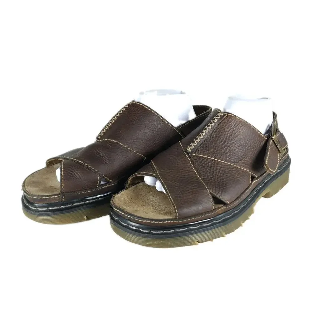 Dr. Martens Vtg Y2K Men's US 12 Brown Leather Strappy Fisherman Sandals England